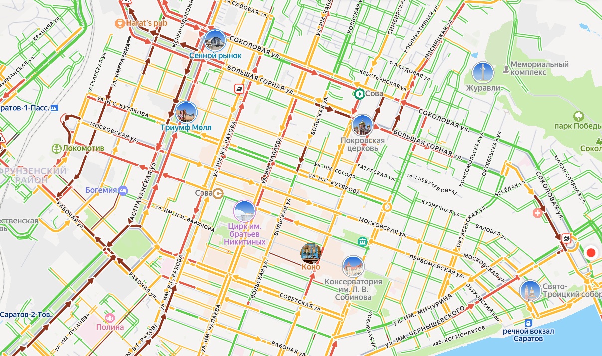 Последнюю пятницу года саратовцы проводят в 10-балльных пробках